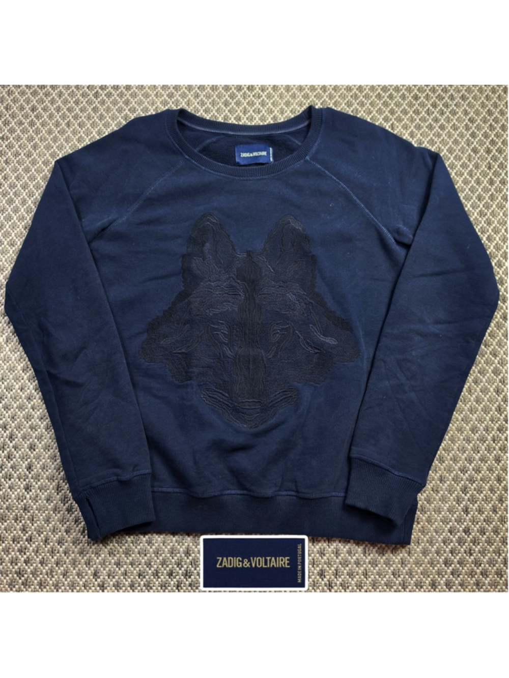 Zadig & Voltaire Mens M Navy Blue Wolf Embroidered Crewneck Sweatshirt